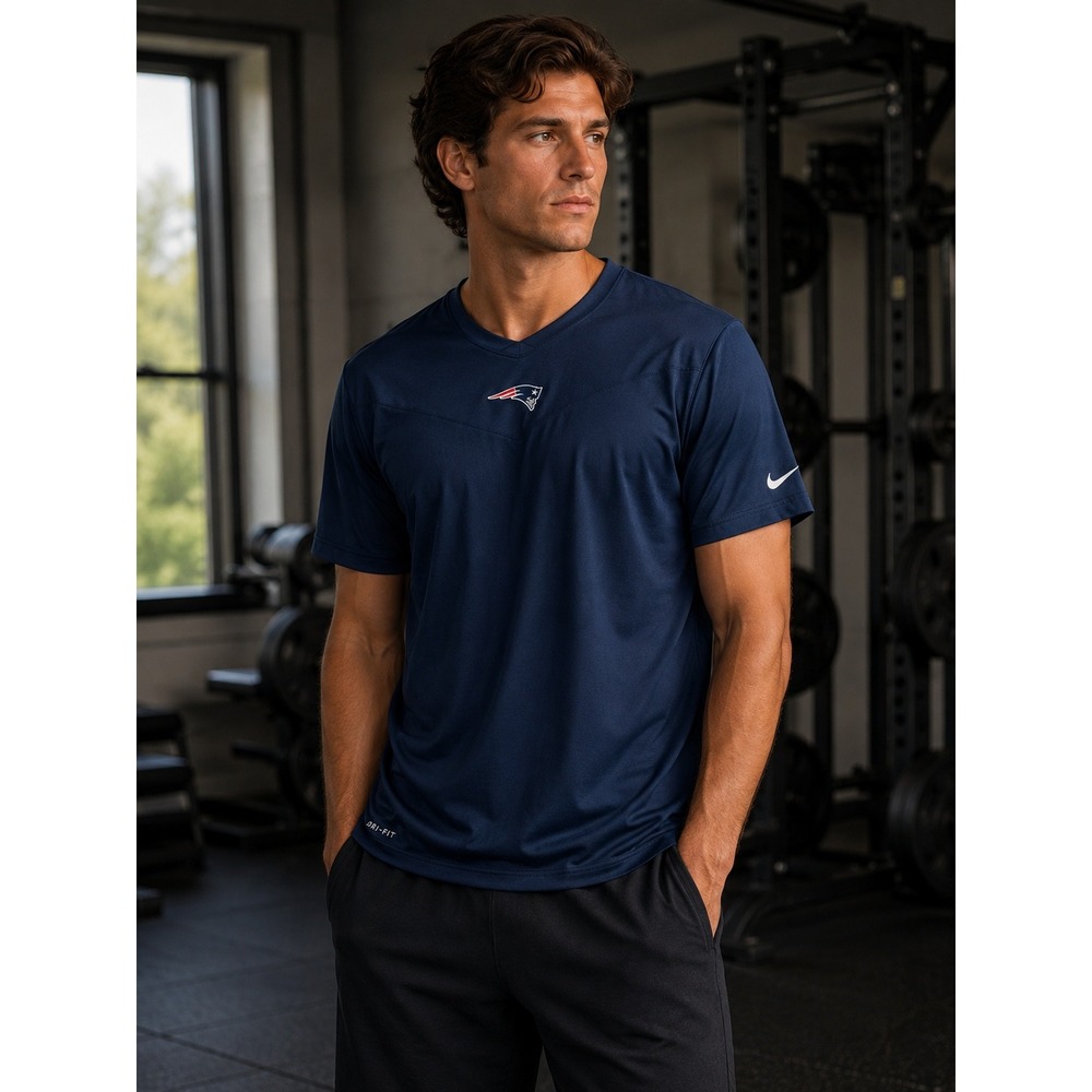 Nike New England Patriots Shirt Mens XL Blue On Field Gorpcore Sporty Athleisure